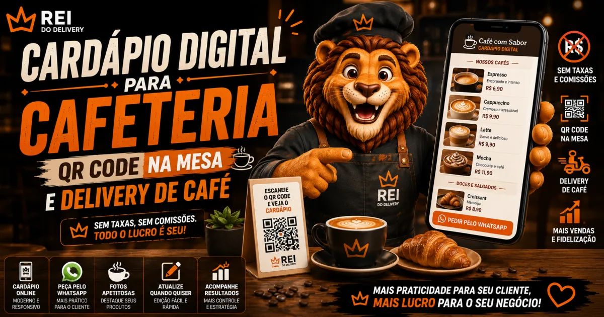 Cardápio digital para cafeteria com QR Code na mesa
