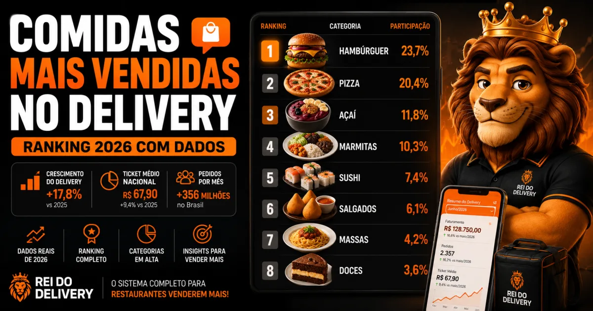 Comidas mais vendidas no delivery brasileiro