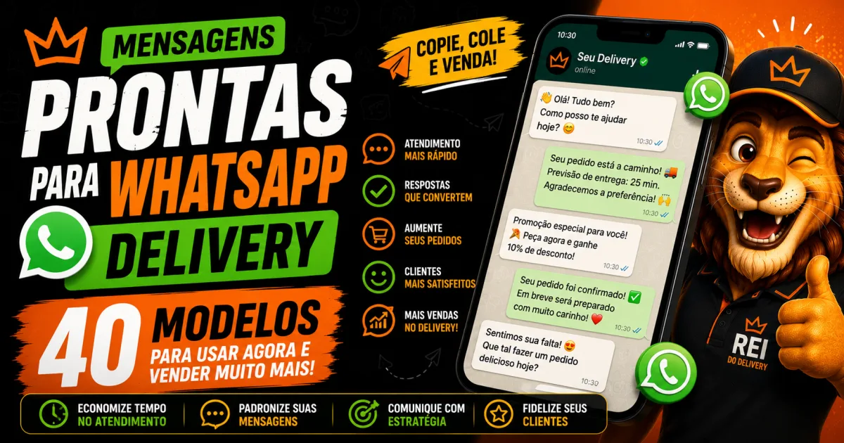 Mensagens prontas para WhatsApp de delivery no celular