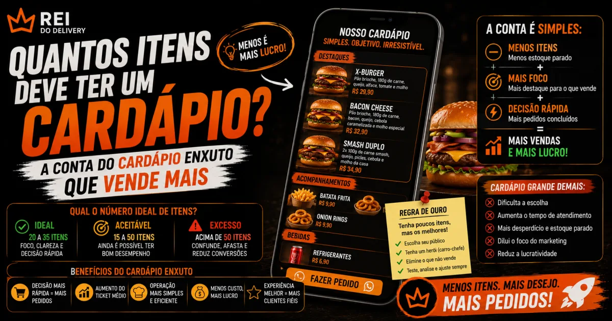 Quantos itens deve ter um cardápio de delivery